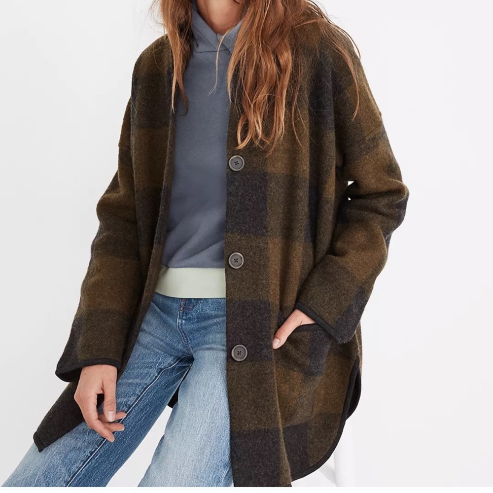 Madewell Buffalo Check Sweater Coat XXS